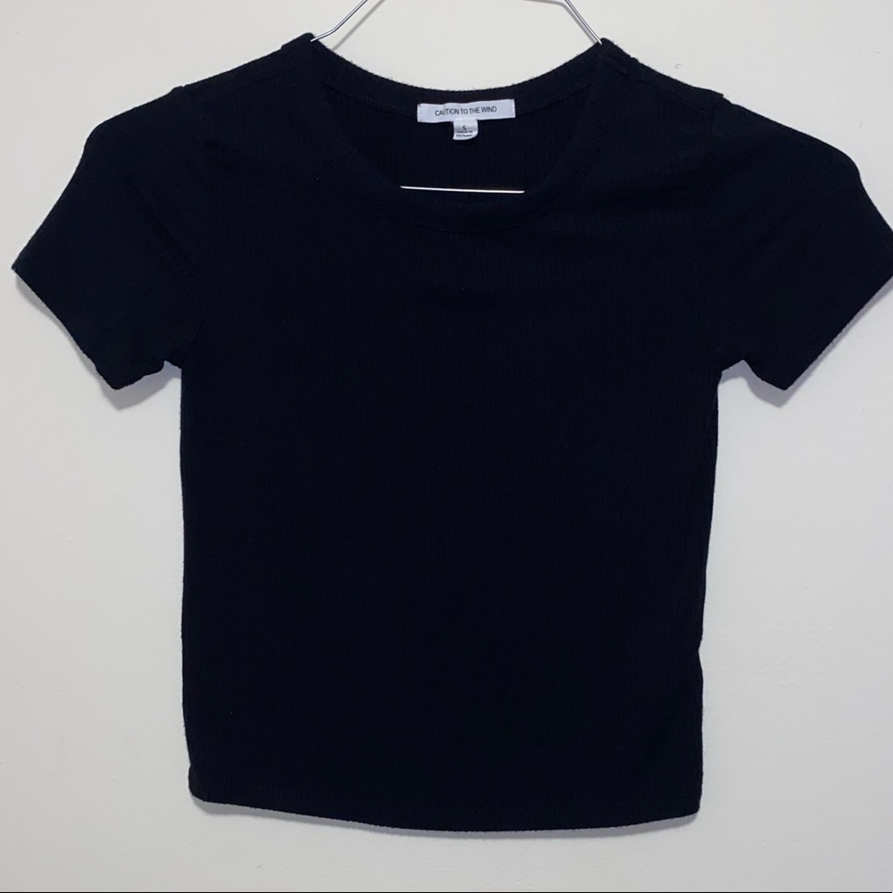 Black Striped Crop-Top